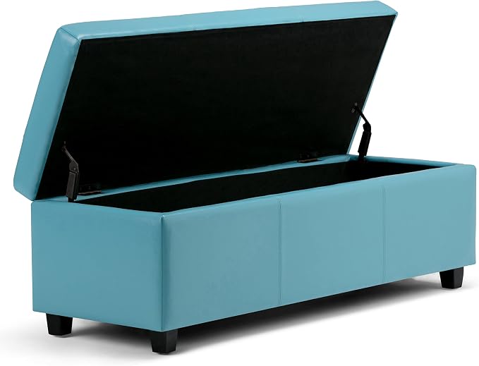 SIMPLIHOME Avalon 48 inch Wide Contemporary Rectangle Storage Ottoman Bench in