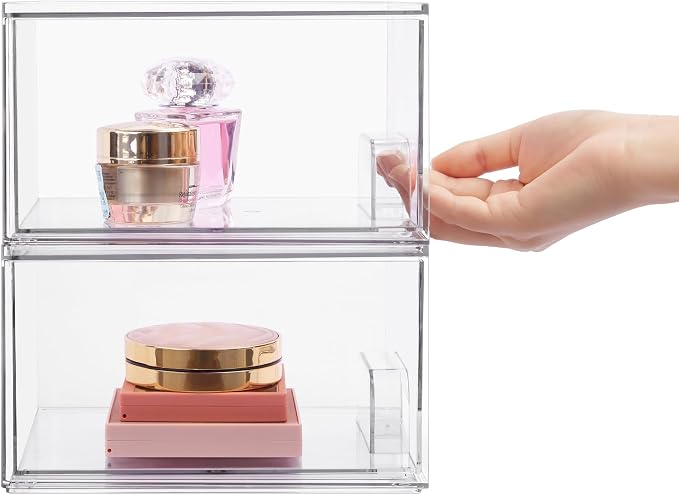 Vtopmart 10 Pack Clear Small Stackable Storage Drawers, Acrylic Bathroom Makeup - Image 8