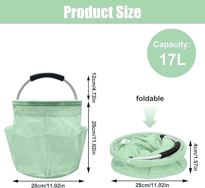 Qivine 17L Cleaning Caddy with Handle, Cleaning Supply Caddy Foldable Tool Bag - Image 2