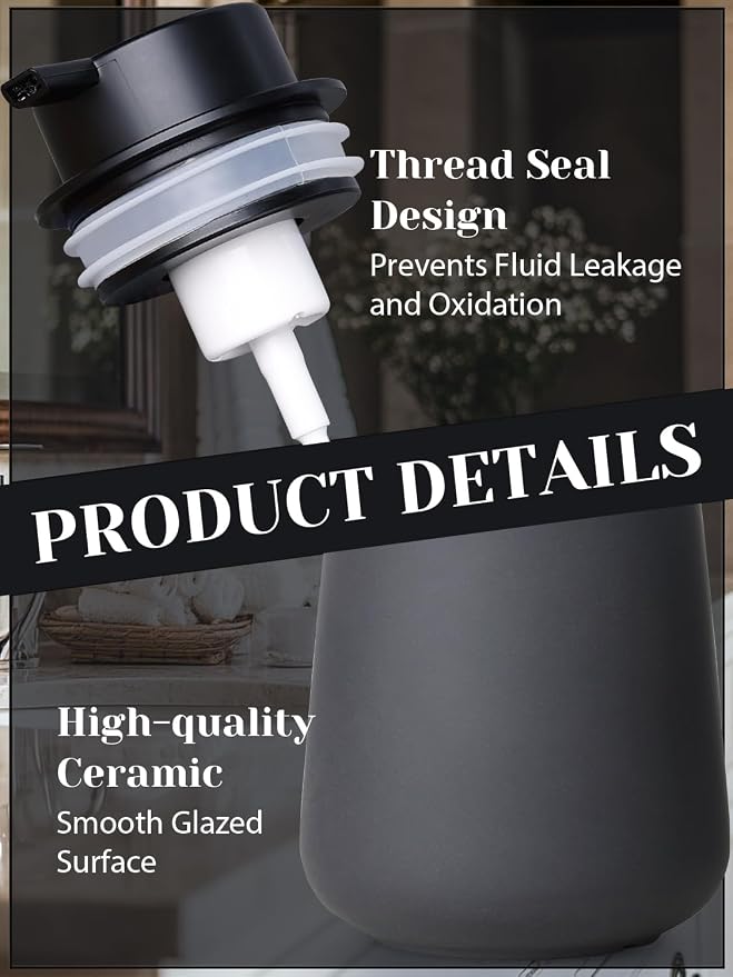 INGOFIN Ceramic Foaming Soap Dispenser - 12oz Foam Hand Soap Dispenser Bathroom - Image 6