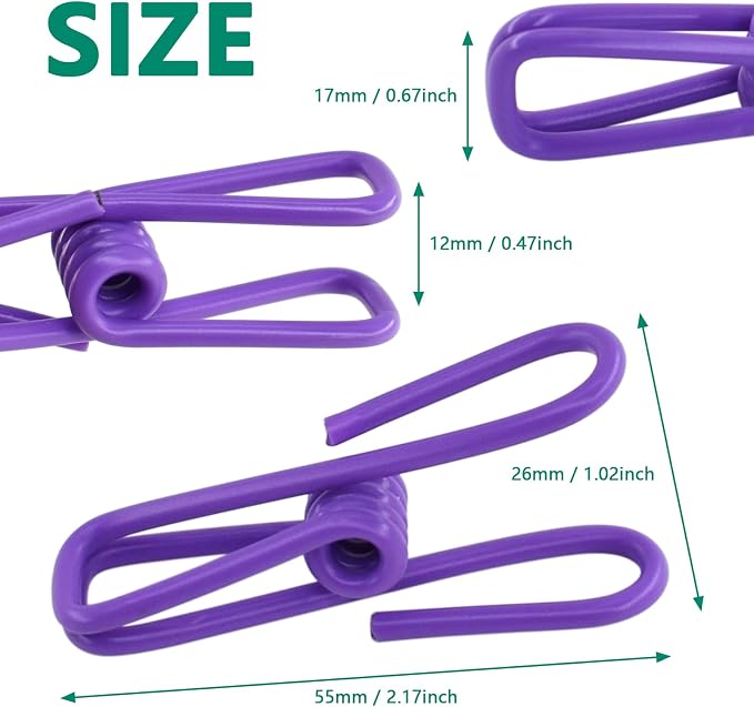 50 Packs Steel Wire Clips Vinyl Plastic Coated Multi-Function Colored Utility - Image 2