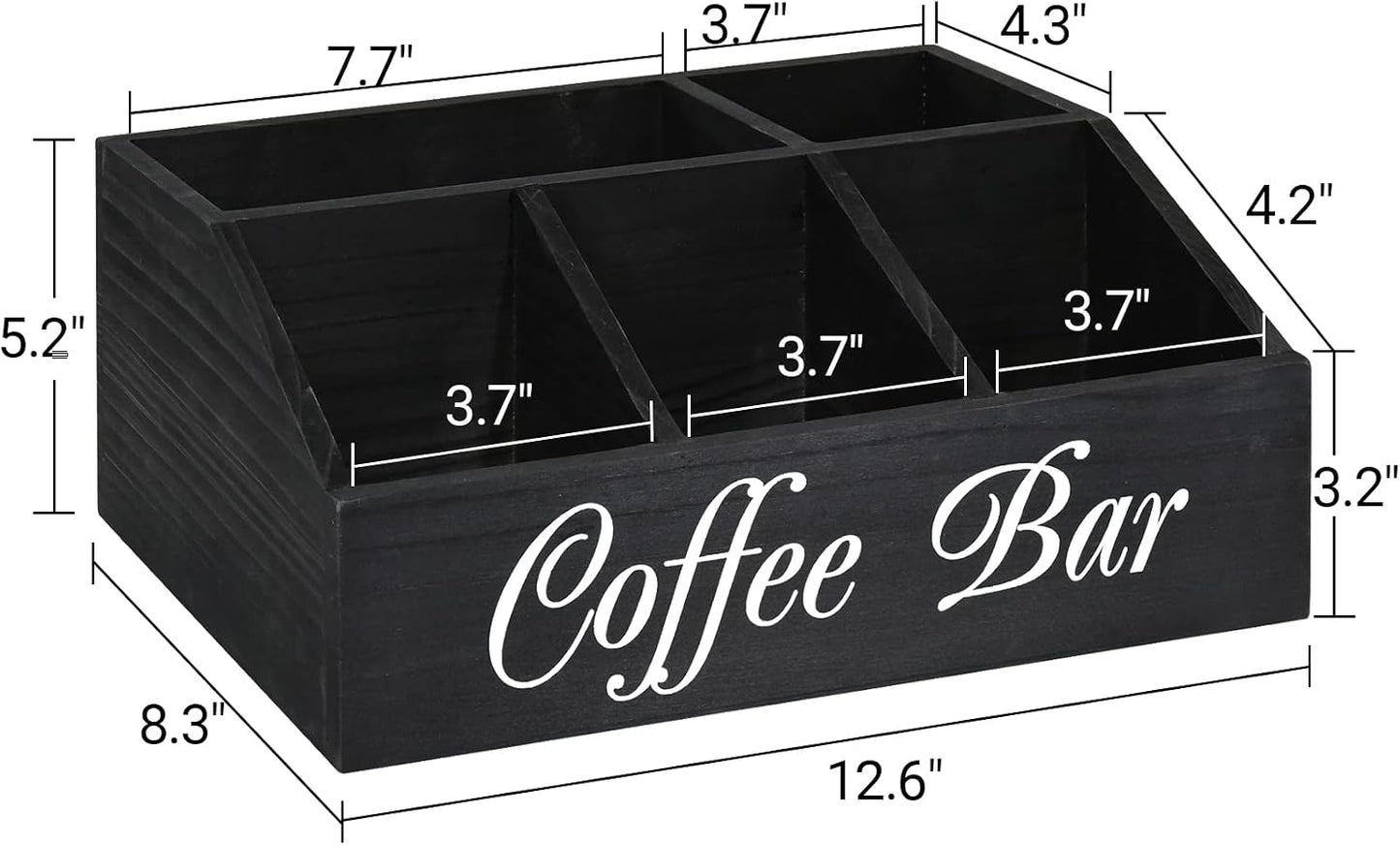 ugiftt Coffee Station Organizer for Counter, Wood Coffee Pods Holder Storage Basket, Tea Condiment Storage Organizer, Rustic Coffee Bar Decor for Coffee Accessories Organizer