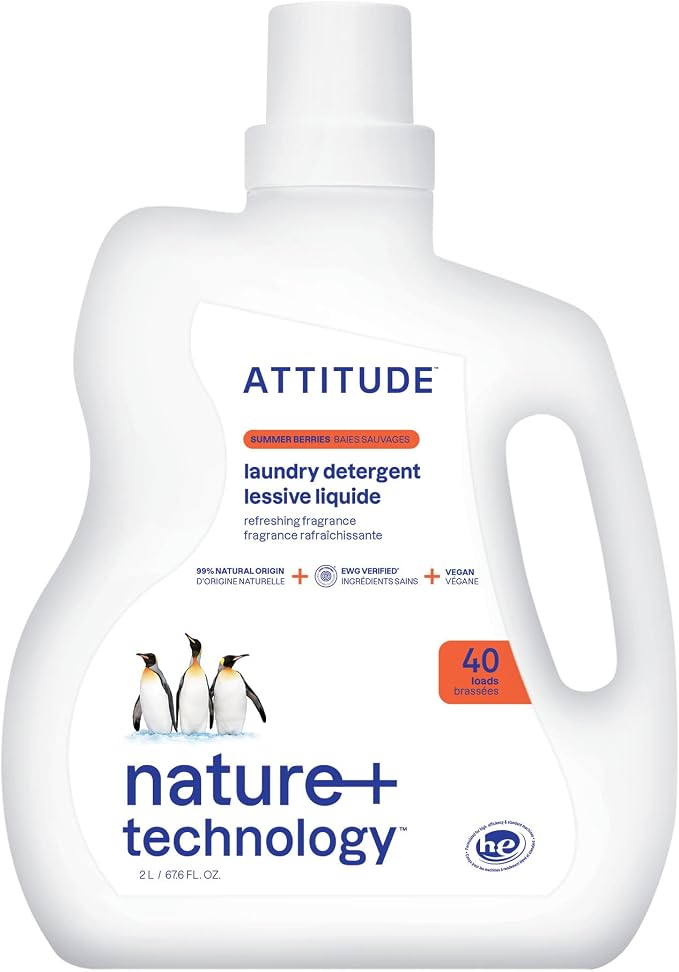ATTITUDE Liquid Laundry Detergent, EWG Verified, HE Compatible, Plant-Based & by ATTITUDE
