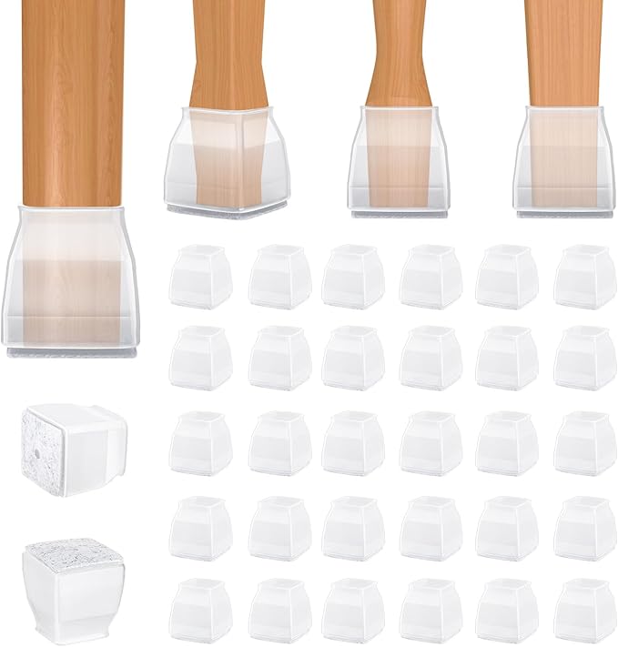 BALEINE 32 Pack Silicone Chair Leg Floor Protectors, Stool Leg Protectors Cap by BALEINE