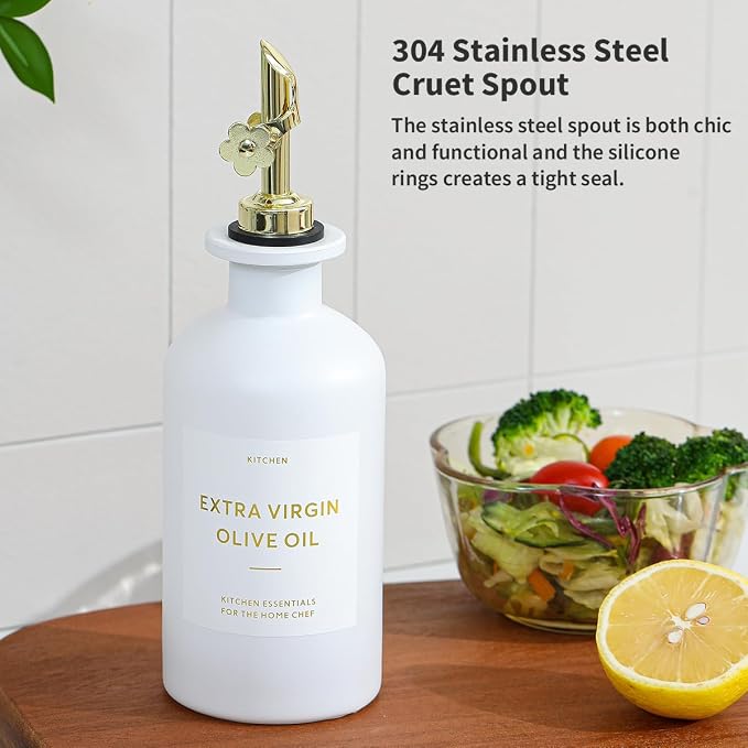 HOMCDALY Olive Oil Dispenser for Kitchen, 11.8oz Glass kitchen Dispenser Bottle - Image 7
