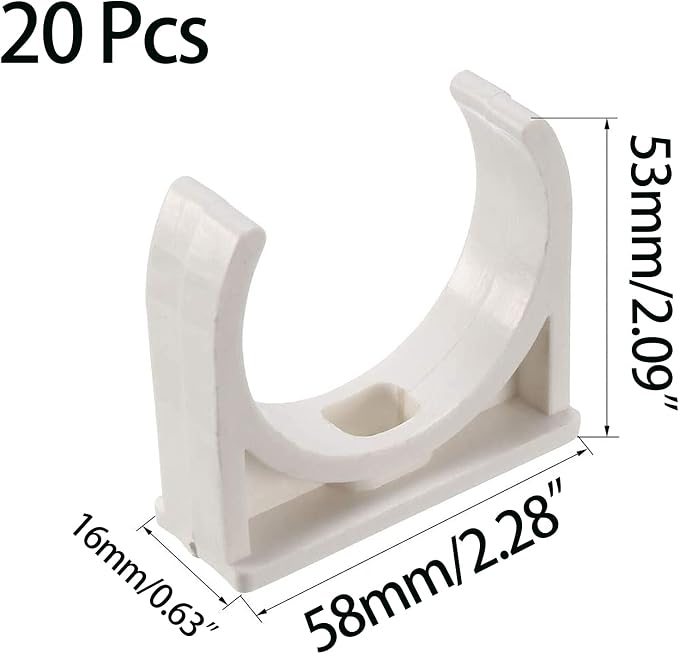 BVO 20 Pcs U-Shaped PVC Water 50mm Pipe Clamps - Image 2