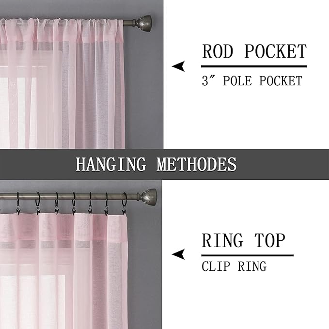 Tollpiz Sheer Curtains Linen Textured Bedroom Curtain Sheers Light Filtering - Image 5