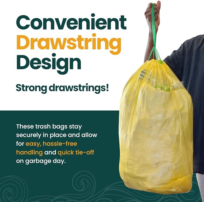 13 Gallon Trash Bags with Drawstrings, 80 Bags Made from 50% Recycled Plastic - Image 5
