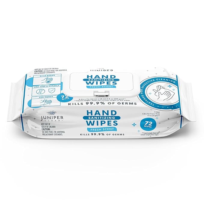 1 Pack Hand Sanitizing Wipes, Alcohol Free 72 Count Disposable Hand Sanitizer by JuniperCLEAN