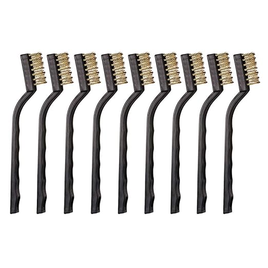 9PCS Mini Brass Brushes Set, Curved Handle Scratch Wire Toothbrush, Cleaning by YiwerDer