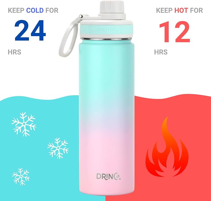DRINCO Stainless Steel Water Bottle Spout Lid Vacuum Insulated Double Wall - Image 4