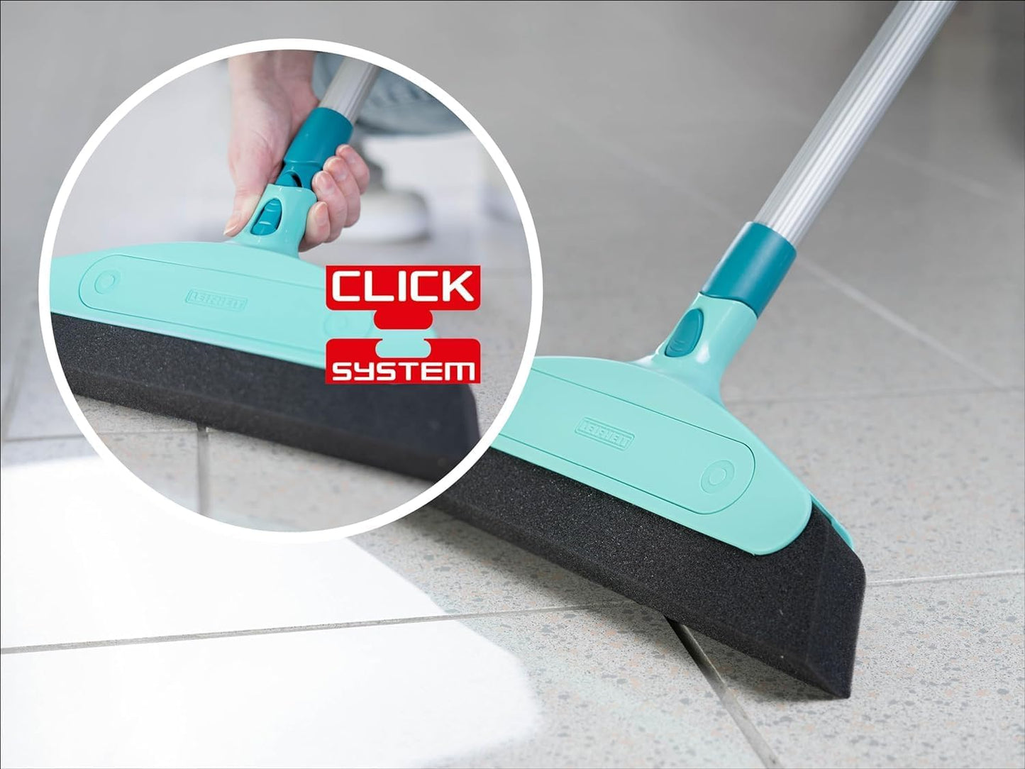 Leifheit Classic Foam Broom for Click System Handles, width 34 cm, Useful for Allergy Suffers as Dust is not Whirled Up, No Dust Cloud