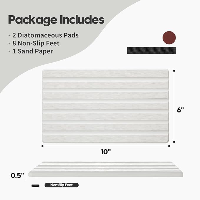 2PCS Water Absorbing Stone Drying Tray Mat - Image 2