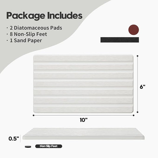 2PCS Water Absorbing Stone Drying Tray Mat - Image 2