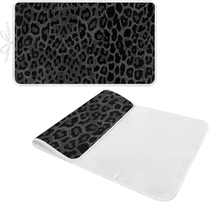 Black Ironing Mat Portable Leopard Print Ironing Pad - Image 2