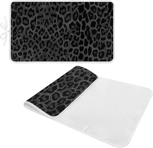 Black Ironing Mat Portable Leopard Print Ironing Pad - Image 2