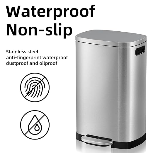 13 Gallon Trash Can with Lid, 50L Fingerprint Proof Stainless Steel Kitchen - Image 5