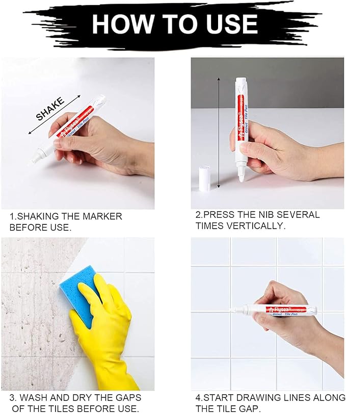 Grout Pen 12 Pack Water Based Tile Marker Repair Pens Professional - Image 6
