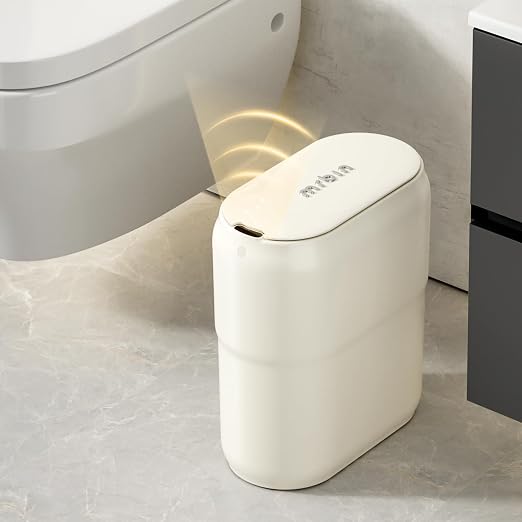 Slim Motion Sensor Trash Can for Bathroom, Automatic Compact Touchless Garbage by mrbin