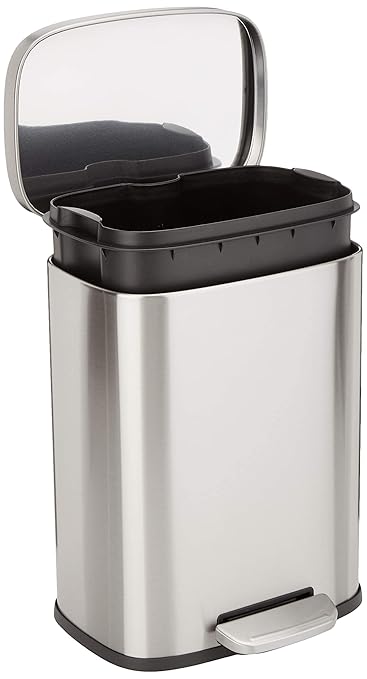 Amazon Basics Smudge Resistant Small Rectangular Trash Can by AmazonBasics