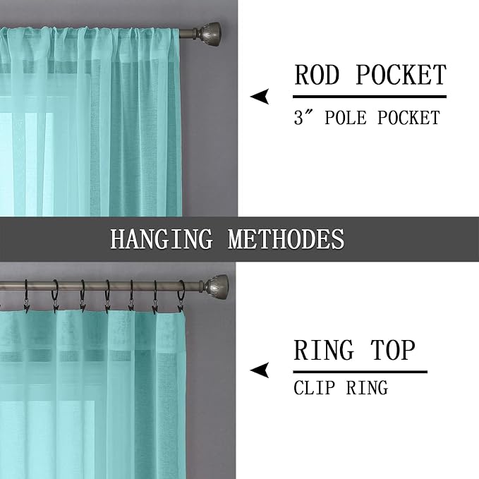 Tollpiz Sheer Curtains Linen Textured Living Room Curtain Sheers Light - Image 5