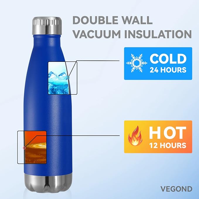 VEGOND 17oz Stainless Steel Water Bottles Bulk, Reusable Metal Sports Water - Image 5