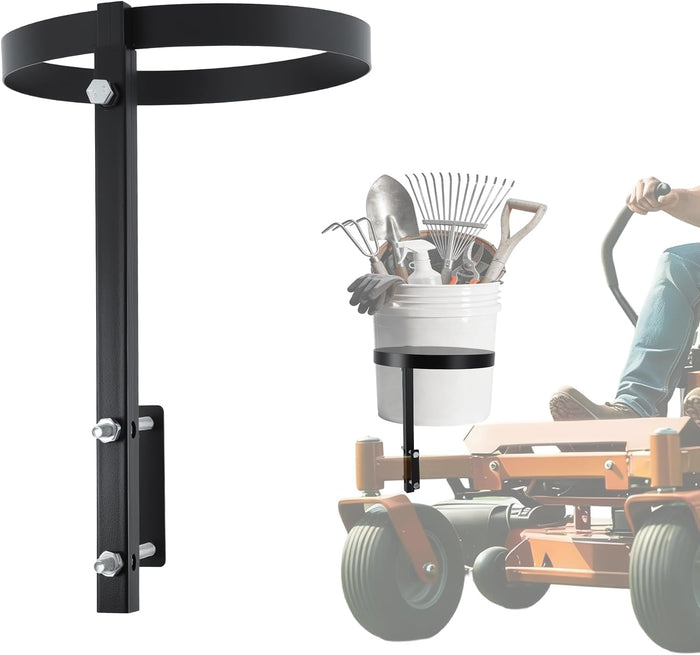 5 Gallon Trash Bucket Holder for Zero Turn Mowers, 11.2" Diameter, Heavy-Duty Steel Bucket Storage Bracket with Clamp, Convenient for Indoor Outdoor Yard Cleaning