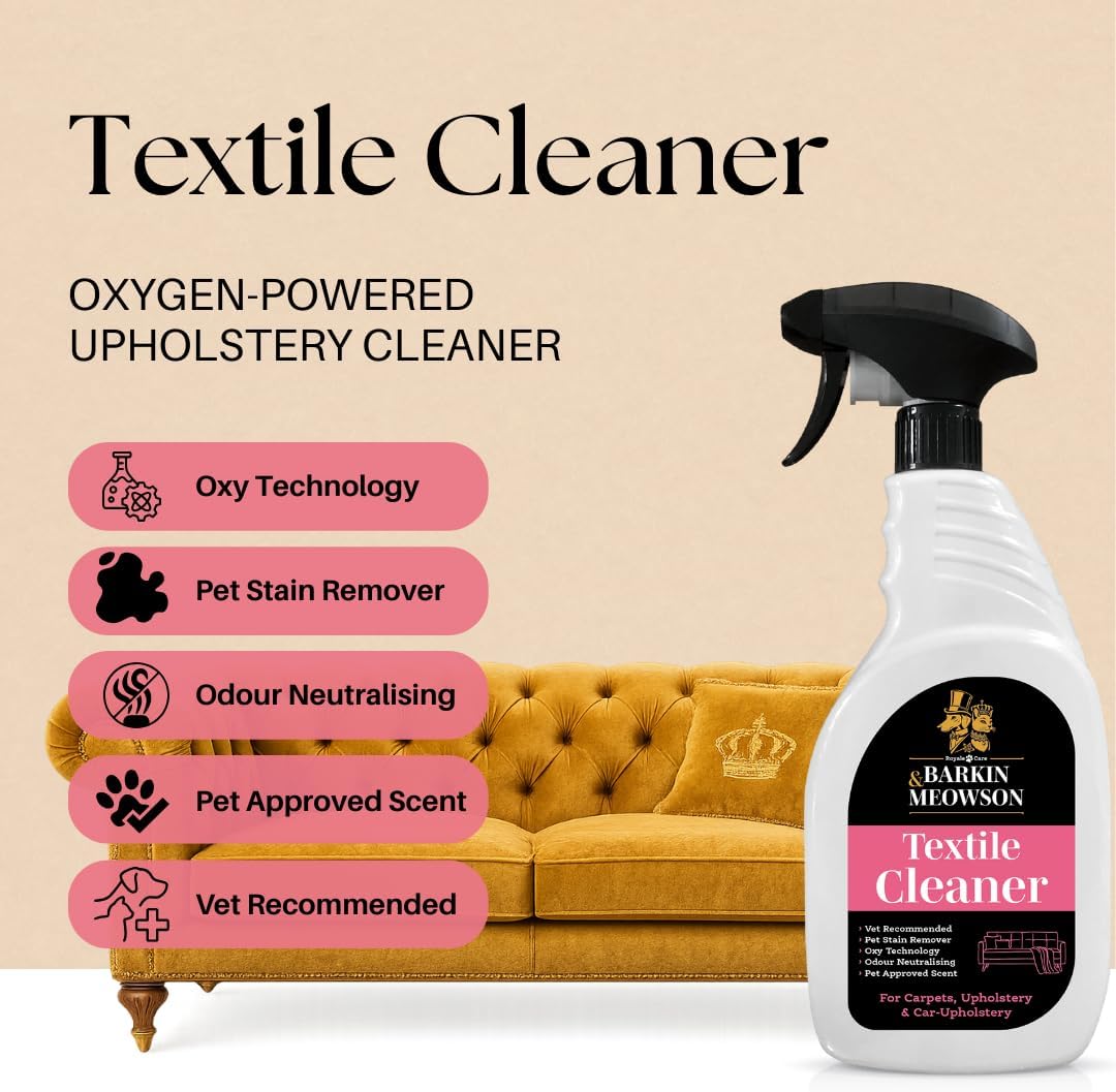 Barkin & Meowson Textile Cleaner, Carpet & Fabric Spray, 15.83 fl oz | Oxy Technology formula cleans fabrics, revitalises colors & neutralizes pet odors from carpets, rugs & upholstery