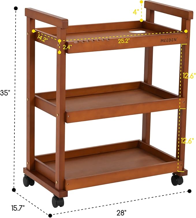 MEEDEN Art Supplies Cart, Walnut 3-Tier Multifunctional Art Storage Cart - Image 2