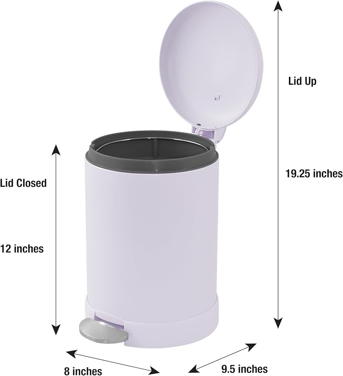 Glad Small Trash Can, 1.2 Gallon | Round Stainless Steel Garbage Bin - Image 2