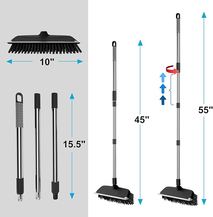 ITTAR Scrub Brush with Long Handle, Heavy-Duty Floor Cleaning Brush, 2-in-1 - Image 5