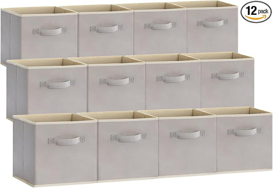 Lifewit 12 Packs Storage Cubes, 11 Inch Cube Storage Bins, Foldable Decorative by Lifewit