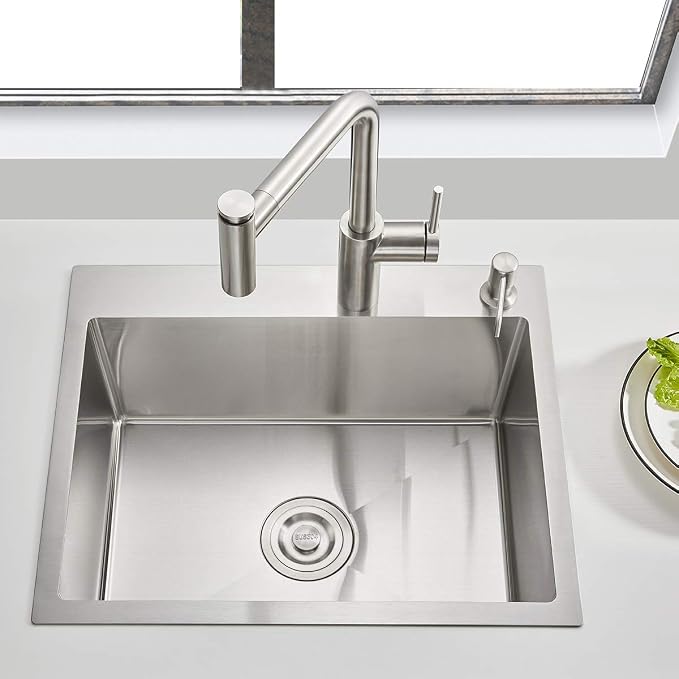 21.6x17.7 inch Drop in Kitchen Sink, Handmade 304 Stainless Steel Sink - Image 3