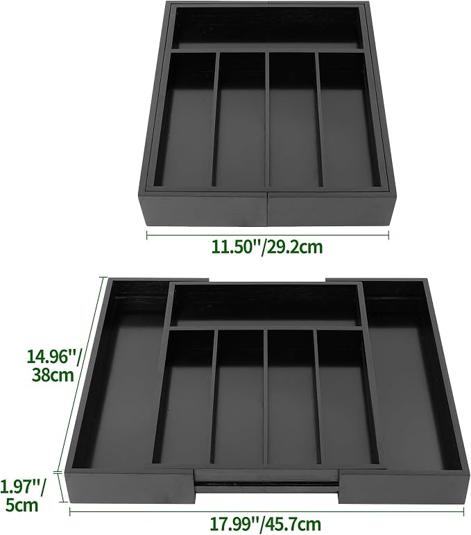 VaeFae Bamboo Drawer Organizer, Expandable Silverware Drawer Organizer - Image 3
