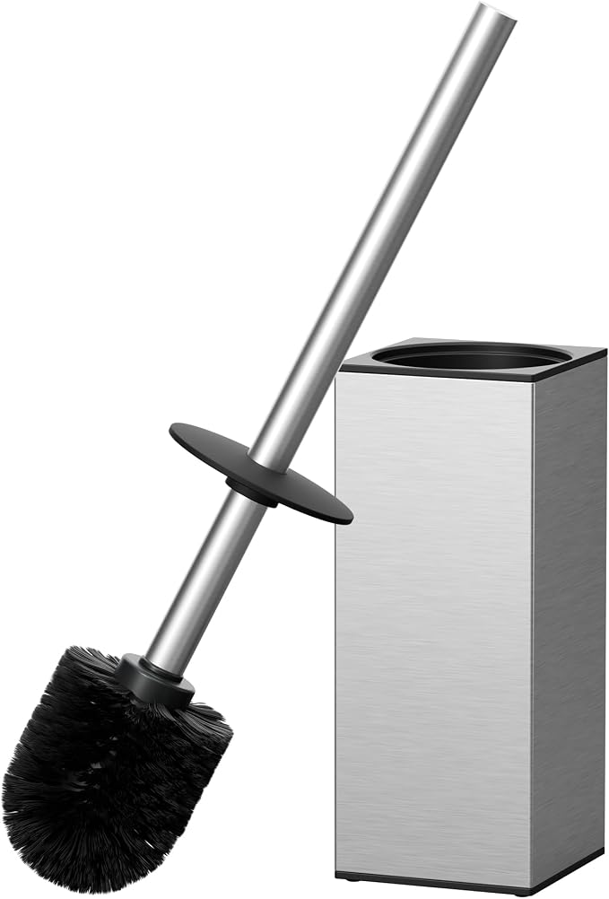 FORIOUS Toilet Brush and Holder Set, Heavy Duty 304 Stainless Steel Base Square by FORIOUS
