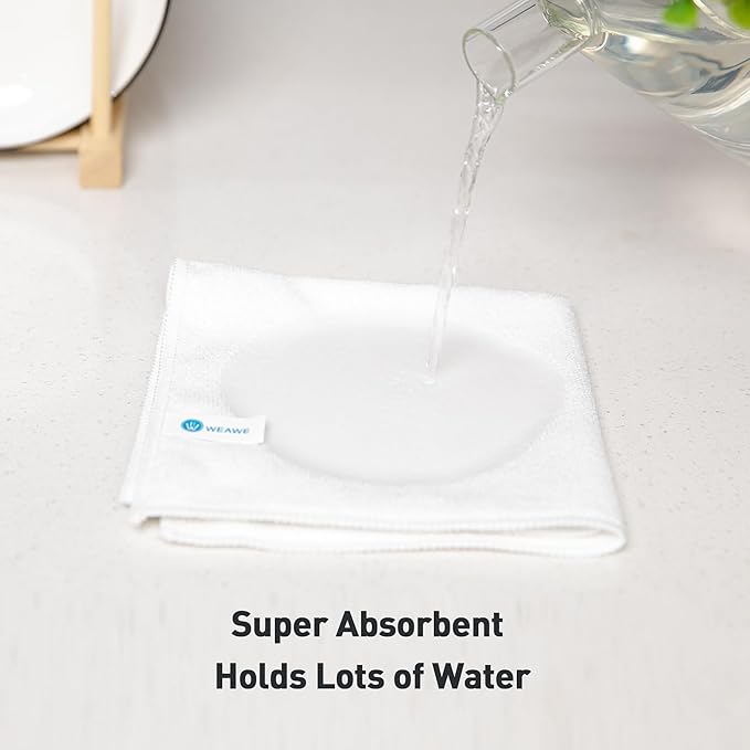 White Microfiber Cleaning Cloth 13"x13", Ultra Soft Absorbent Microfiber - Image 4