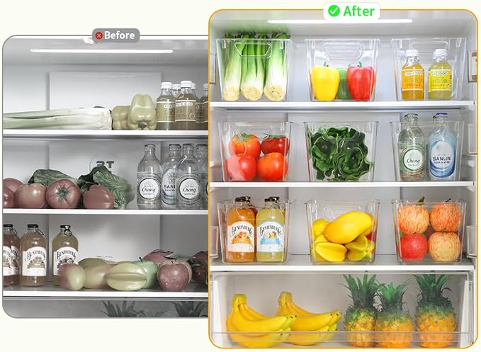 Attelite Clear Plastic Storage Bins, Large 12 Pack Pantry Organizer - Image 3