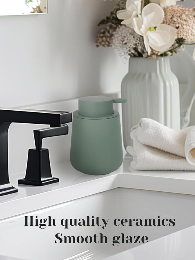 INGOFIN Ceramic Lotion Dispenser - 12oz Refillable Hand Soap Dispenser Bathroom - Image 7