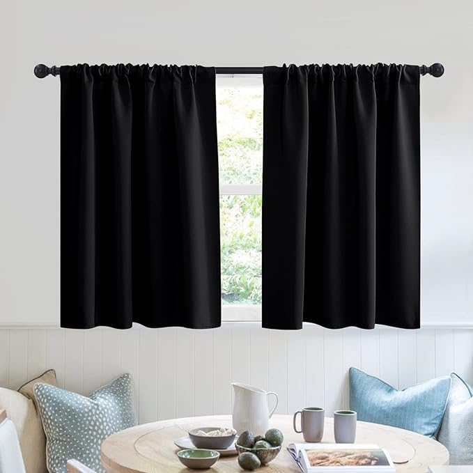 RYB HOME Short Kitchen Window Curtains 30 inches, W42 x L 30 inches, 2 Panels by RYBHOME