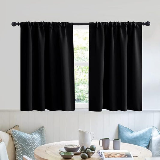 RYB HOME Short Kitchen Window Curtains 30 inches, W42 x L 30 inches, 2 Panels by RYBHOME