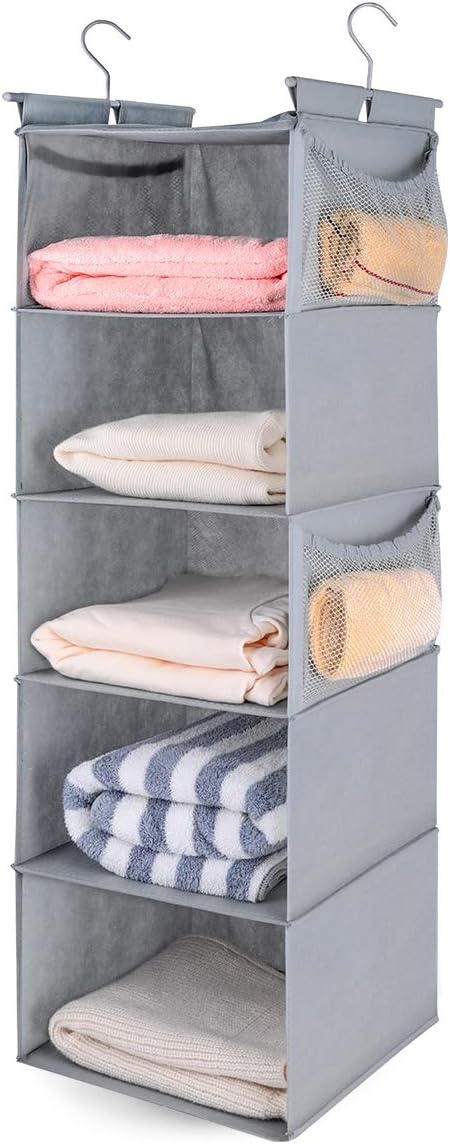 MAX Houser 5 Shelf Hanging Closet Organizer, Space Saver, Closet Hanging Shelves by MAXHouser