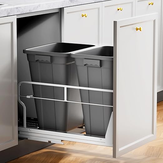 Insputer Double 40QT Pull Out Trash Can Under Cabinet, Heavy Duty Under Sink by Insputer