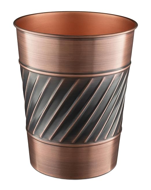 Monarch Abode Metal Wastebasket Trash Can, Handcrafted, Wave Embossed, Bathroom by MonarchAbode