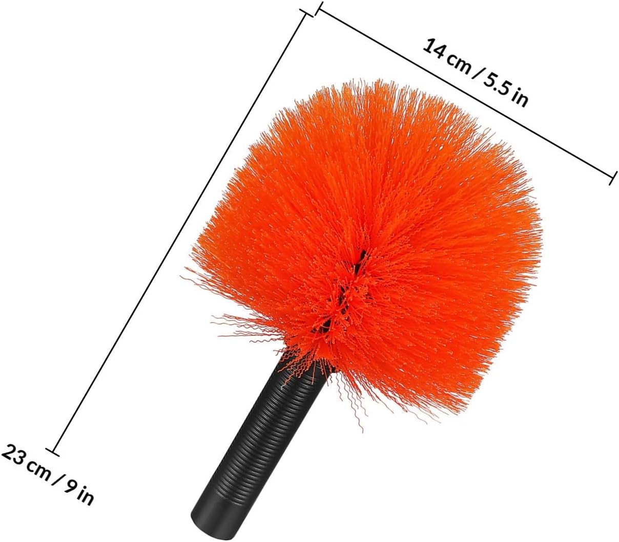 Cobweb Duster Head Spiderweb Brush Handheld Web Remover with Orange Bristles for Indoor Ceiling and Wall Dusting