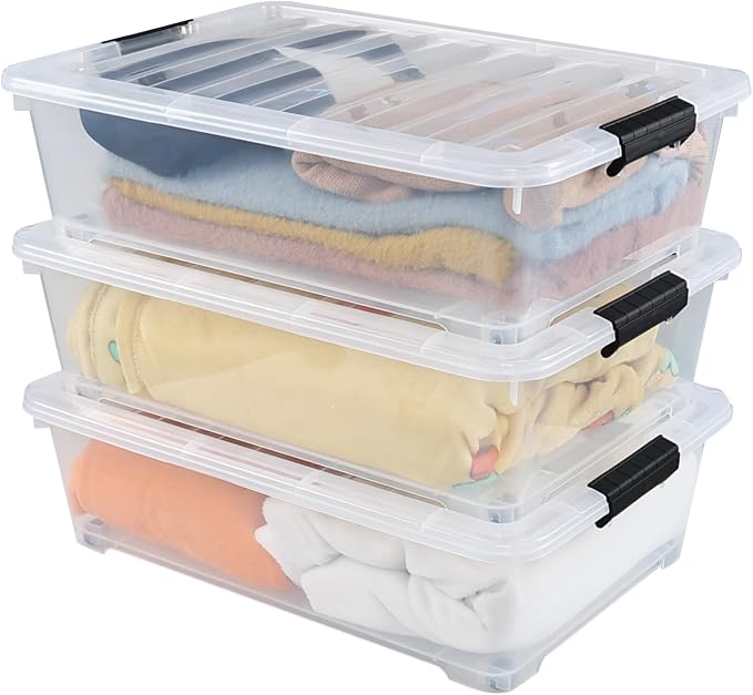 25 Quart Plastic Under Bed Storage Boxes, Wheeled UnderBed Storage Container - Image 7