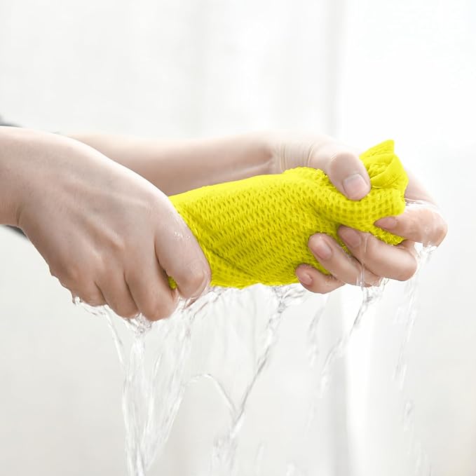 Artoid Mode 100% Cotton Lemon Yellow Waffle Weave Kitchen Dish Cloths, 12x12 - Image 4