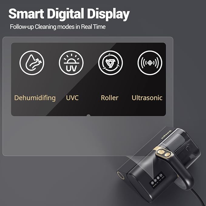 Bed Vacuum Cleaner, 16Kpa Suction 500W Powerful Double Cup Mattress Cleaner - Image 5