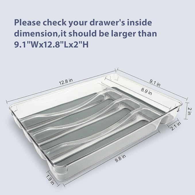 5 Compartments Silverware Tray for Drawer, Plastic Utensil Cutlery Drawer - Image 2