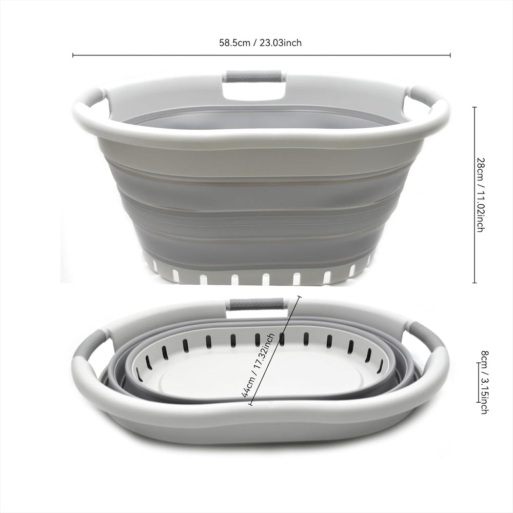 SAMMART 36L (9.5 gallon) Set of 2 Collapsible 3 Handled Plastic Laundry Baske...