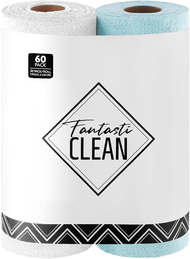 Fantasticlean Microfiber Cleaning Cloth Roll -60 Pack, Tear Away Microfiber by Fantasticlean
